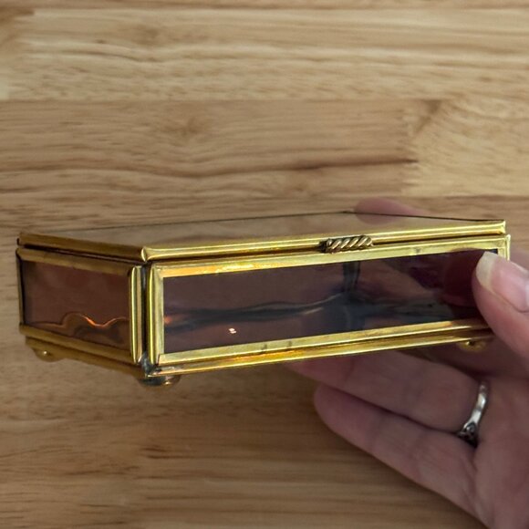 Thomas Kinkade Glass Trinket Box from Enesco Mirrored Bottom Victorian Setting - Picture 4 of 8